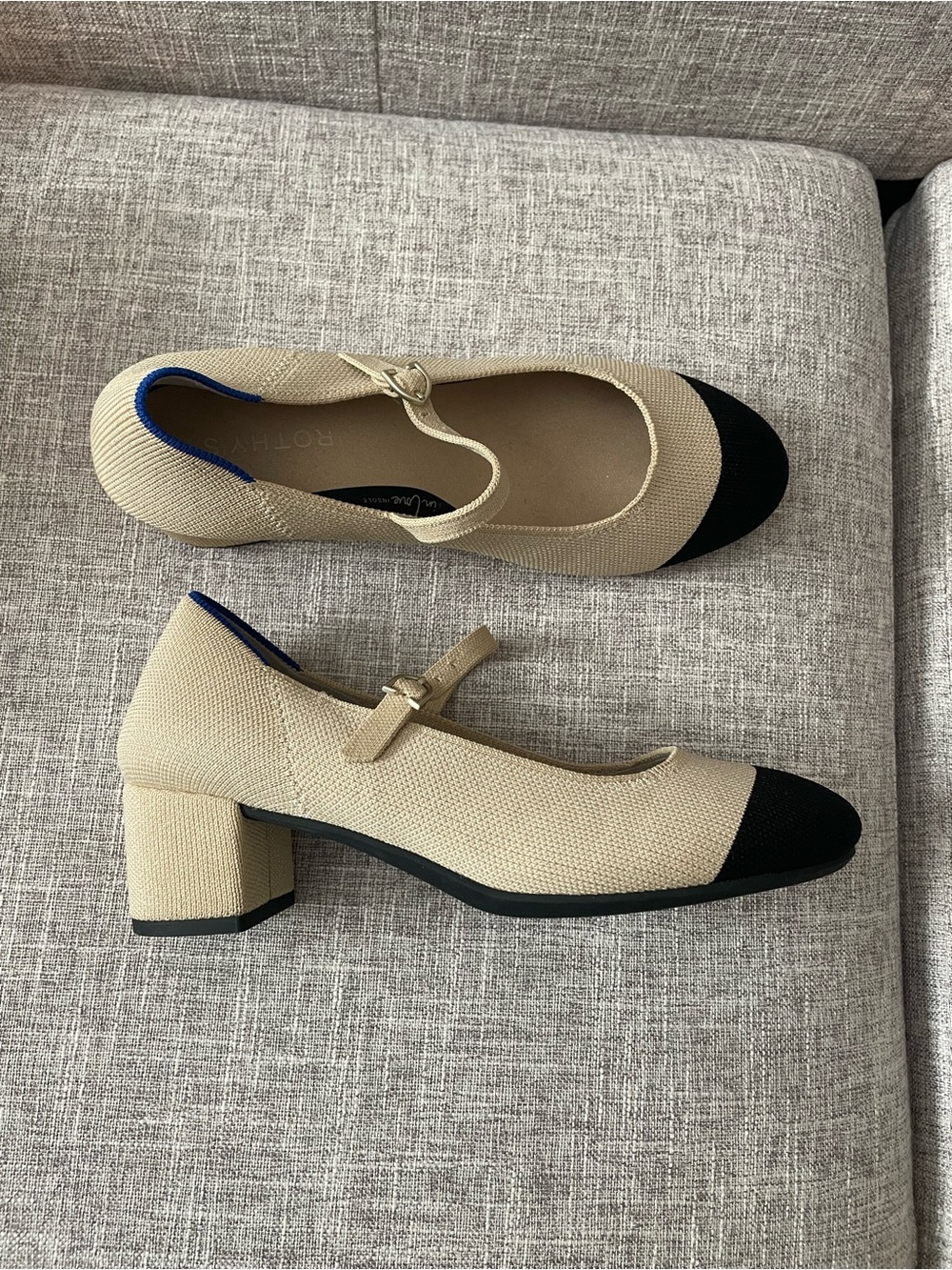 Rothys The Mary Jane Heel - Cream Captoe - Picture 3 of 6